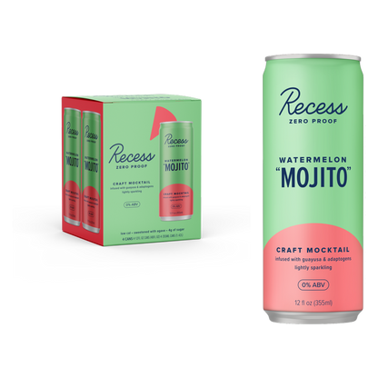 Recess Watermelon Mojito Mocktail 4pk 12oz Can - Recess – BevMo! Recess Watermelon Mojito Mocktail 4pk 12oz Can - Recess – BevMo!