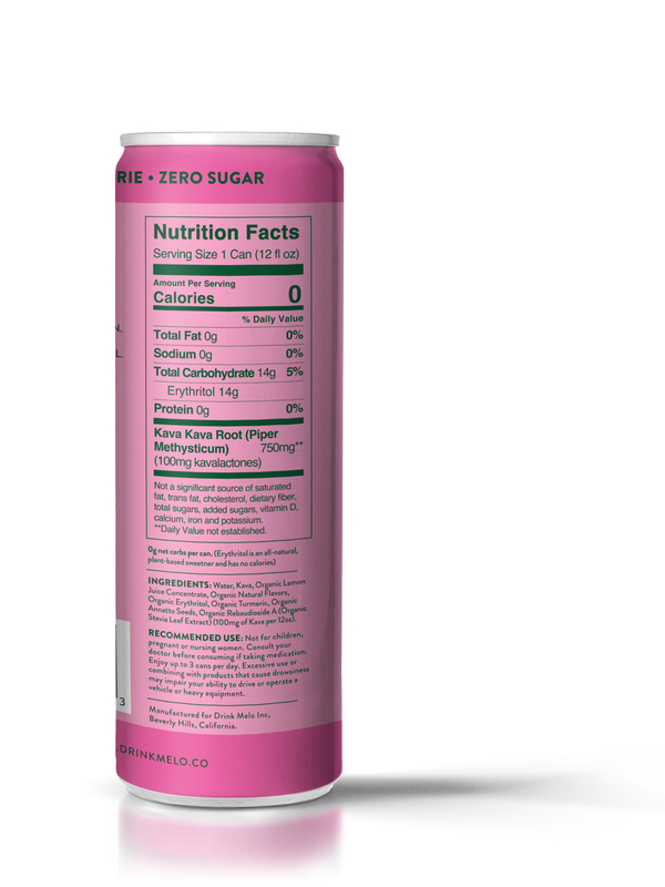 Melo Sparkling Kava Passionfruit, Orange & Guava  12oz Can