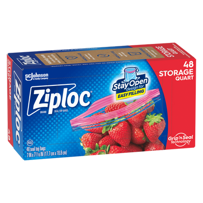Ziploc Storage Bags, Quart, 48ct