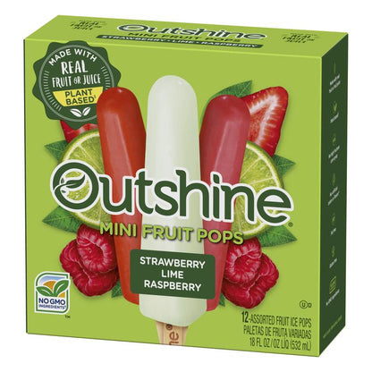Outshine Strawberry, Lime, and Raspberry Frozen Fruit Pops, Variety Pack, 12ct