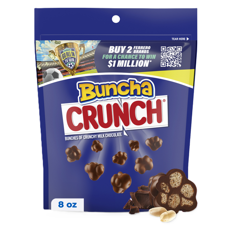 Buncha CRUNCH Milk Chocolate and Crisped Rice, Resealable Bag, 8 oz