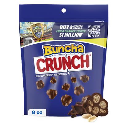 Buncha CRUNCH Milk Chocolate and Crisped Rice, Resealable Bag, 8 oz