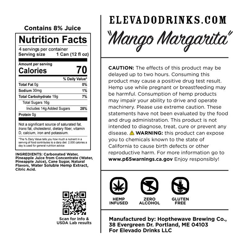 Elevado THC 5mg Mango Margarita Cocktail 4pk 12oz Can