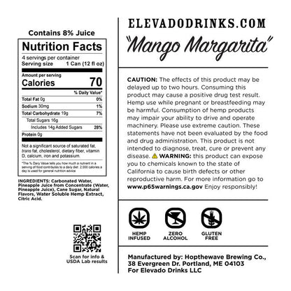 Elevado THC 5mg Mango Margarita Cocktail 4pk 12oz Can
