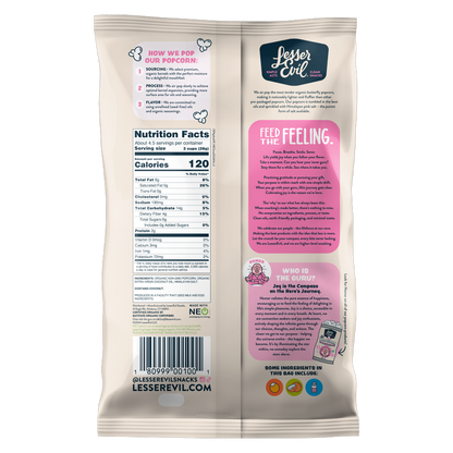 LesserEvil Organic Popcorn, Himalayan Pink Salt, 4.6oz