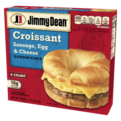 Jimmy Dean Sausage Egg & Cheese Frozen Croissant Sandwiches 4ct