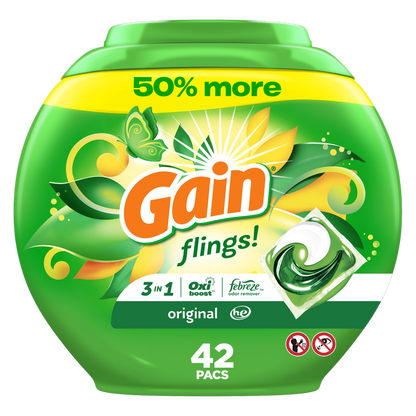 Gain flings Laundry Detergent Soap Pacs Original Scent 42ct