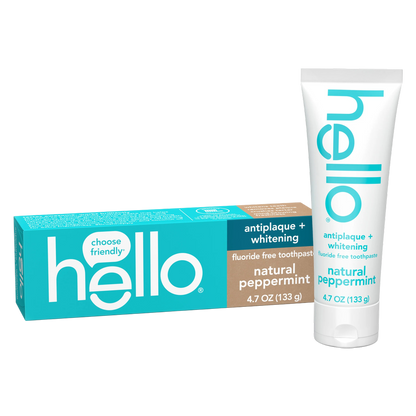 hello Antiplaque + Whitening Fluoride Free Toothpaste, Tea Tree + Coconut Oil, Vegan & SLS Free