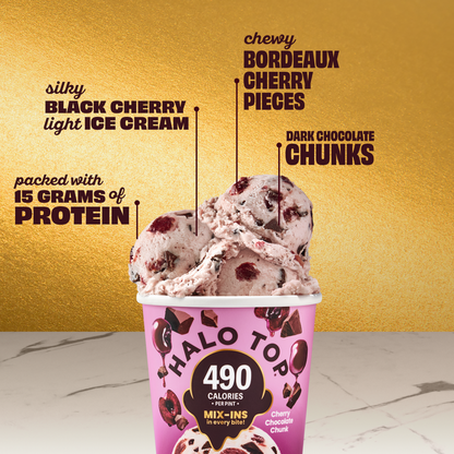 Halo Top Cherry Chocolate Chip Chunk Light Ice Cream, Lower