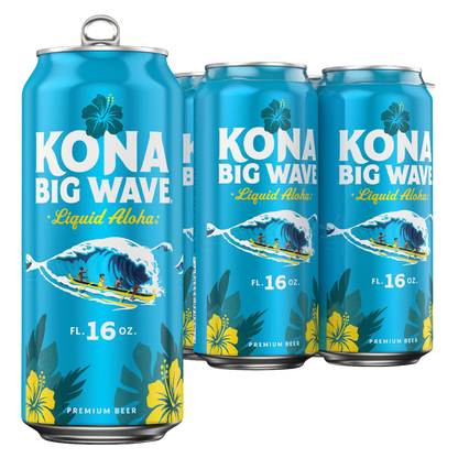 Kona Big Wave Premium Beer 4pk 16oz Cans 4.4% ABV