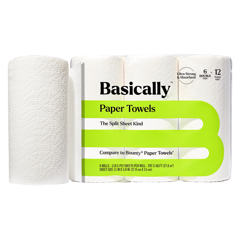 Basically 6ct Split Sheet Paper Towels Double Roll