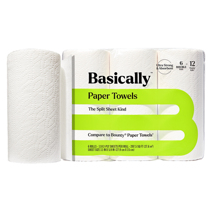 Basically 6ct Split Sheet Paper Towels Double Roll