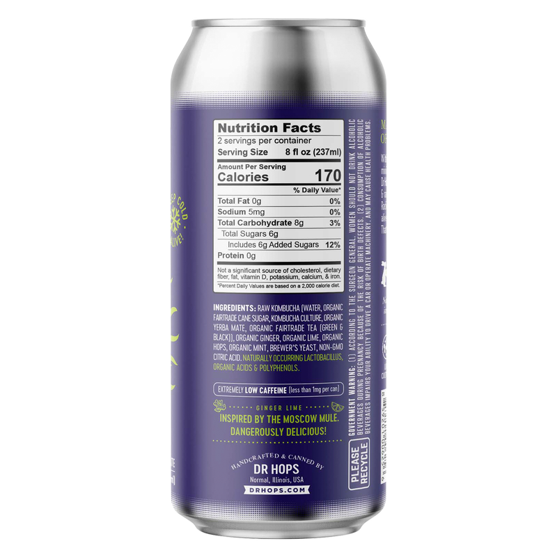 Dr Hops Kombucha Beer Ginger Lime Single 16oz Can