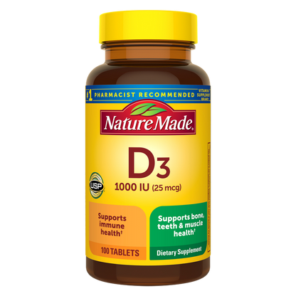 Nature Made Vitamin D3 1000 IU (25 mcg) Tablets, 100ct