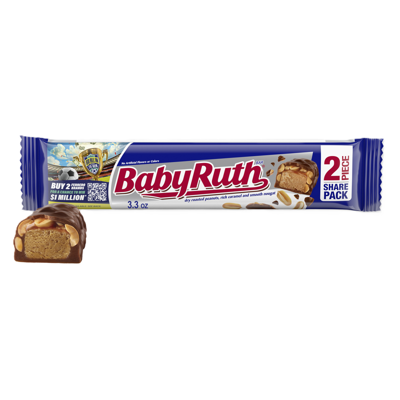 Baby Ruth Chocolatey, Peanut, Caramel, Nougat, Share Size Candy Bars, Share Pack, 3.3 oz