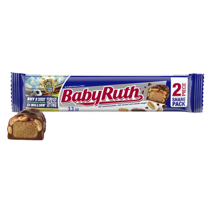 Baby Ruth Chocolatey, Peanut, Caramel, Nougat, Share Size Candy Bars, Share Pack, 3.3 oz