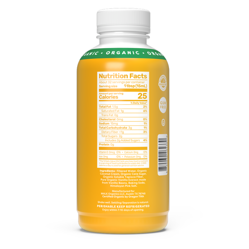 MALK Organic Vanilla Coconut Creamer 16oz Btl
