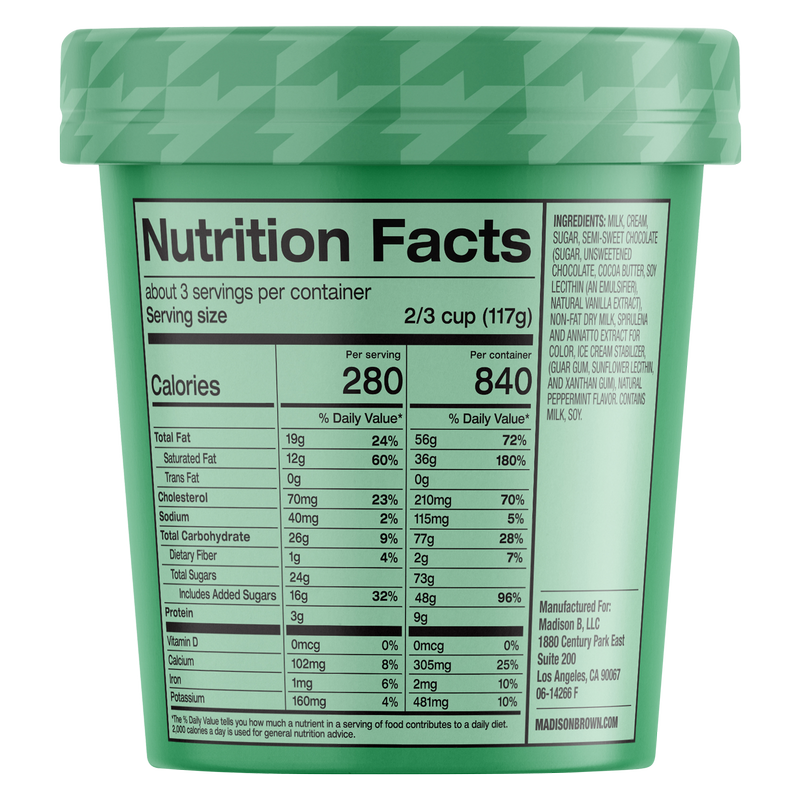 Madison Brown Mint Chocolate Chip Ice Cream 16oz