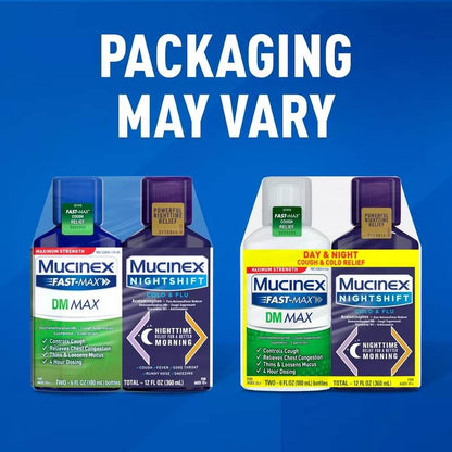 Mucinex DM Max & Mucinex Nightshift Cold & Flu Combo, 2 x 6oz
