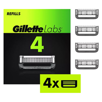 GilletteLabs Razor Blade Refills, 4ct Razor Cartridges, Razor Refills for Men Compatible with GilletteLabs Exfoliating Bar Razor and Heated Razor