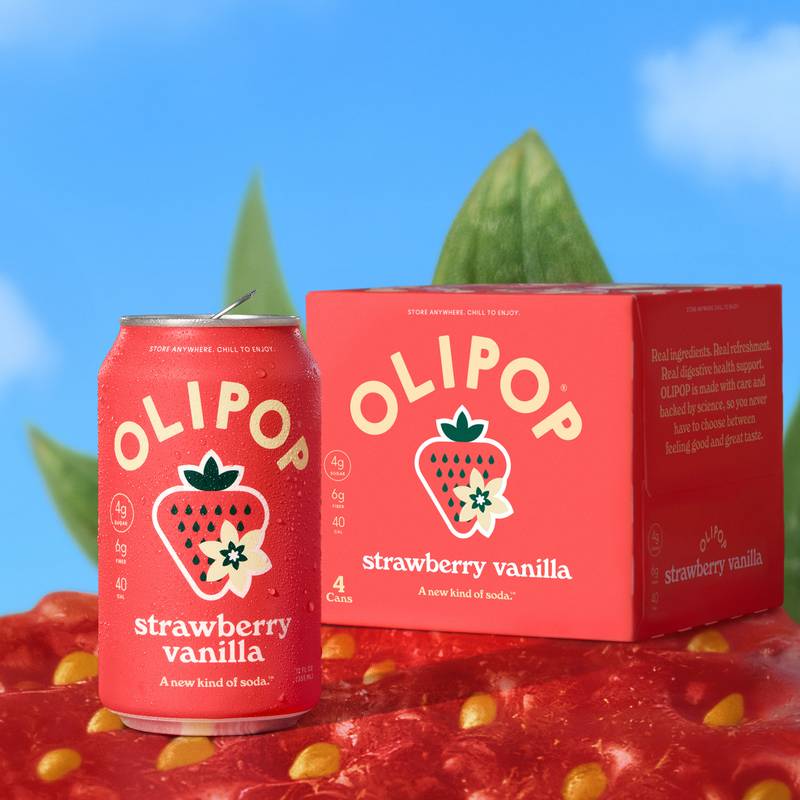 Olipop Strawberry Vanilla 4pk 12oz Can - XL Shelf Stable