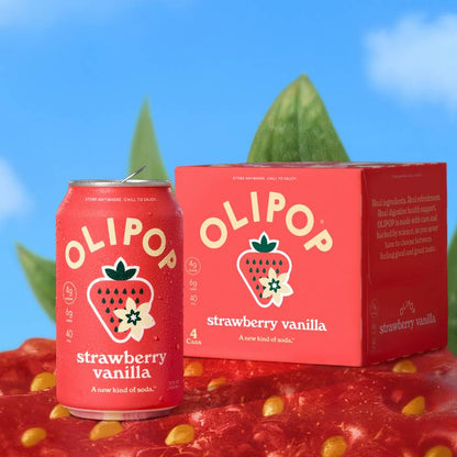 Olipop Strawberry Vanilla 4pk 12oz Can - XL Shelf Stable