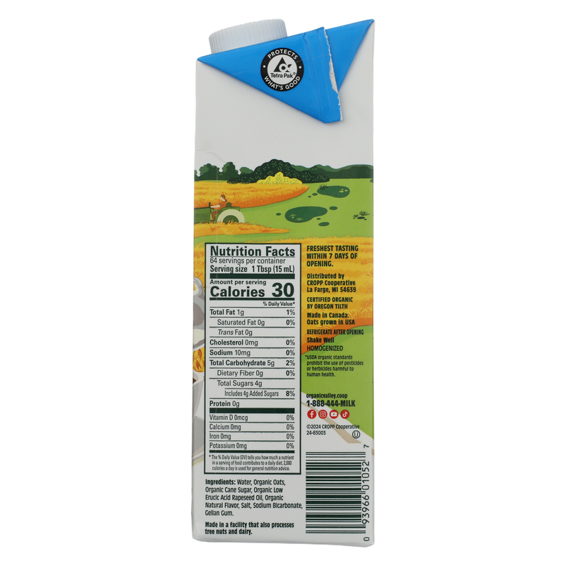 Organic Valley Vanilla Oat Creamer 32oz Ctn