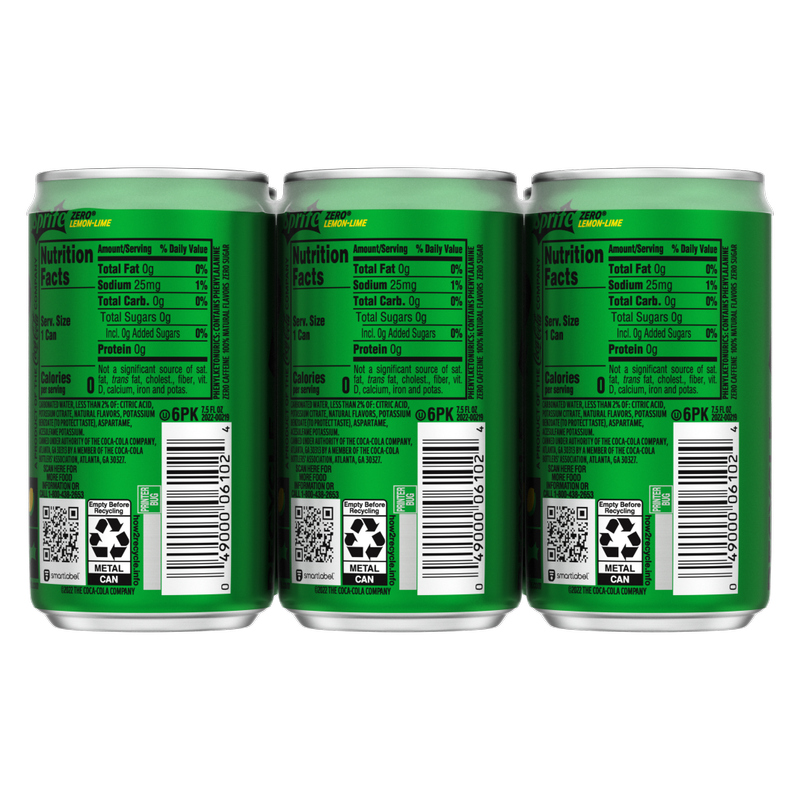 Sprite Zero Sugar 6pk 7.5oz Mini Can