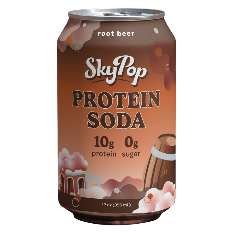 SkyPop Root Beer Protein Soda 12oz Can