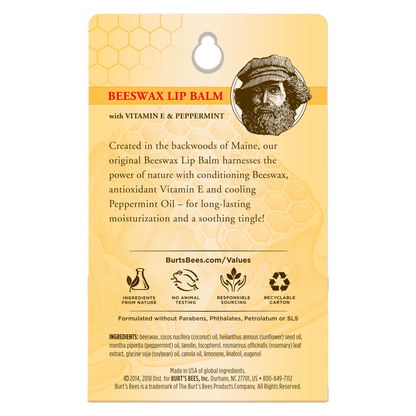 Burt's Bees Beeswax Lip Balm, 0.15oz, 2ct