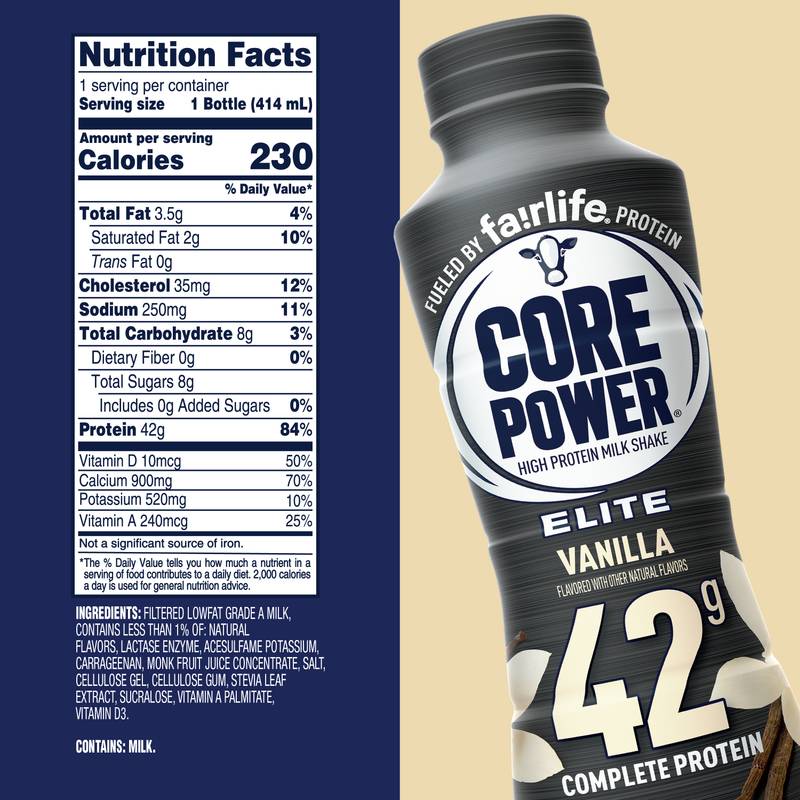 Core Power Elite 42G Vanilla Protein Milkshake 14oz Btl