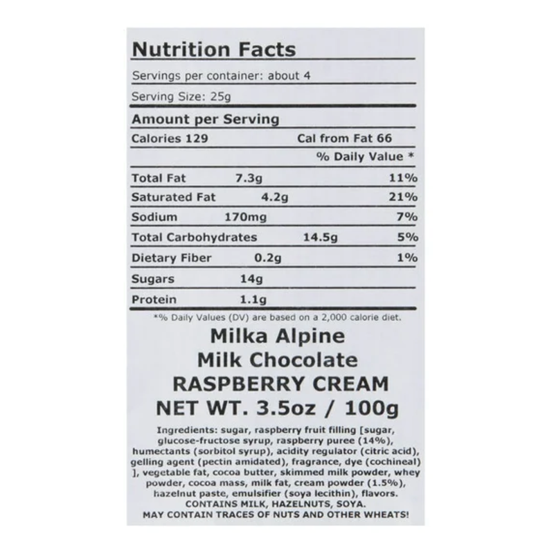 Milka Raspberry Cream Chocolate Bar, 3.5 oz