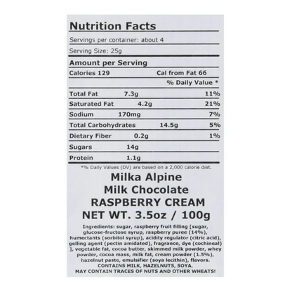 Milka Raspberry Cream Chocolate Bar, 3.5 oz