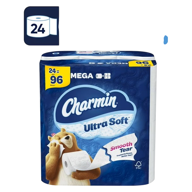 Charmin 24ct Ultra Soft Toilet Paper, Mega Rolls