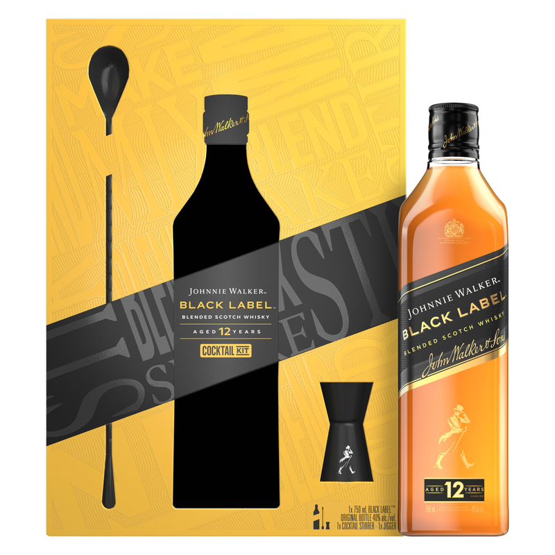 Johnnie Walker Black Label Scotch Gift Set 750ml (80 Proof