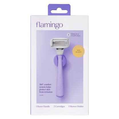 Flamingo Women's Lilac 5-Blade Razor with Replacement Blade Cartridge