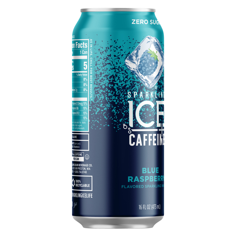 Sparkling Ice Blue Raspberry + Caffeine 16oz Can