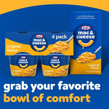 Kraft Original Mac and Cheese Cups Easy Microwavable Dinner, 4ct.