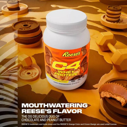 C4 Whey Protein Powder, Reese's Peanut Butter Cup Flavor, 25g of Protein, 18 Servings