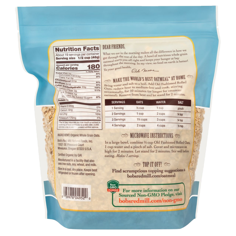 Bob's Red Mill Gluten Free Organic Old Fashioned Rolled Oats 32oz