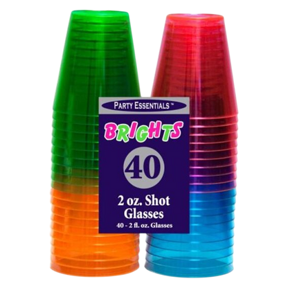Plastic Shot Cup Neon 2oz 40ct