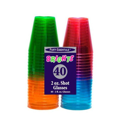 Plastic Shot Cup Neon 2oz 40ct