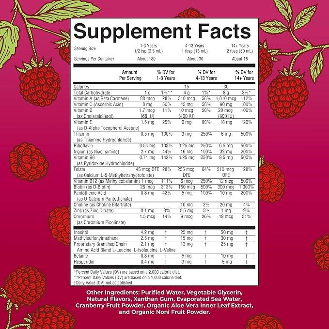 MaryRuth's Liquid Morning Vegan Multivitamin, Raspberry, 15.22oz