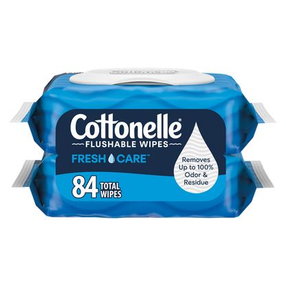 Cottonelle Fresh Care Flushable Wet Wipes, Adult Wet Wipes, 2 Flip-Top Packs, 42 Wipes Per Pack (84 Total Wipes)