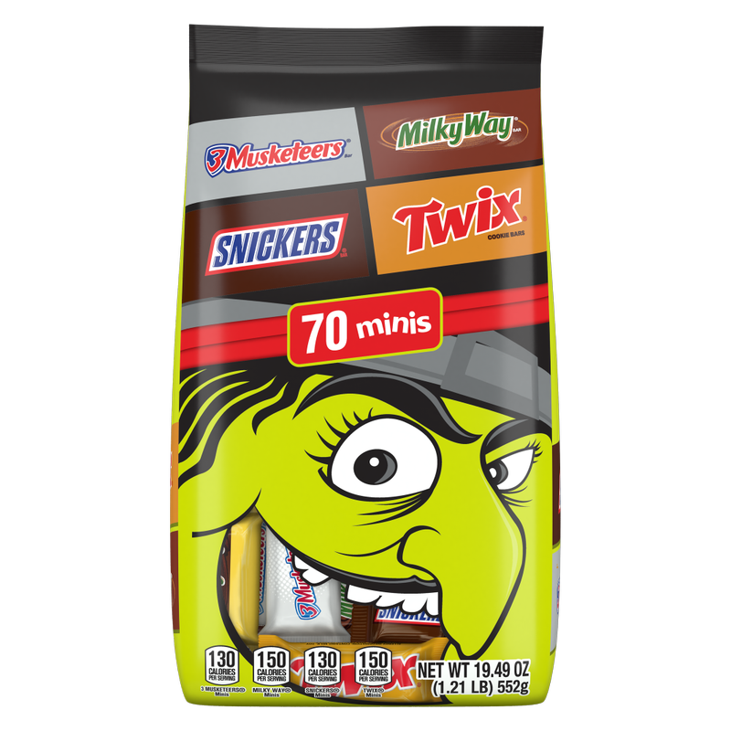 Snickers, Twix, Milky Way, & 3 Musketeers Minis Chocolate Candy Bars, 10.49 oz, 70 Pieces