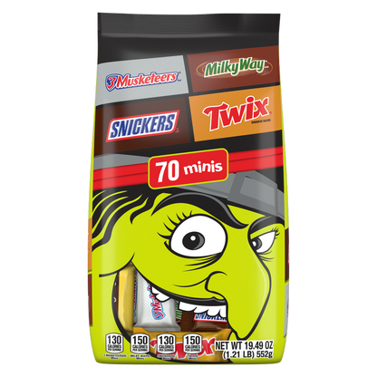Snickers, Twix, Milky Way, & 3 Musketeers Minis Chocolate Candy Bars, 10.49 oz, 70 Pieces