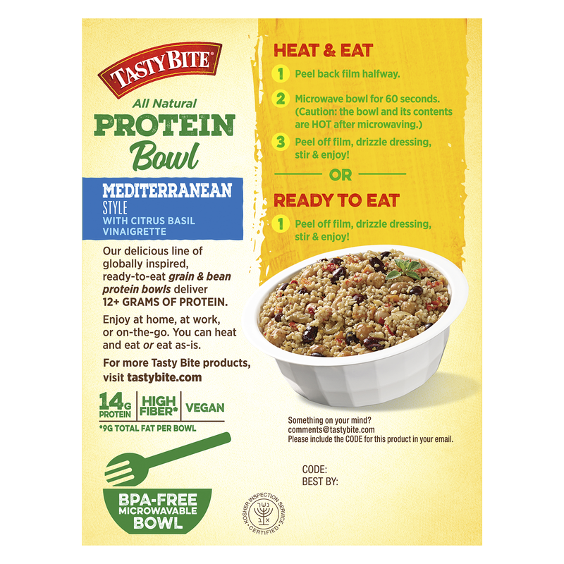 Tasty Bite Mediterranean Protein Bowl 8.8oz
