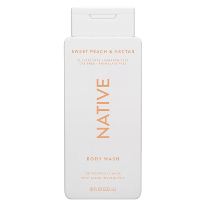 Native Body Wash, Sweet Peach & Nectar, Sulfate Free, 18 oz