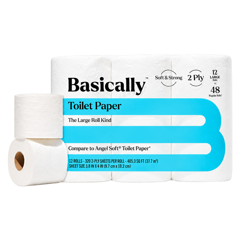Basically 12ct Large Roll Soft Toilet Paper