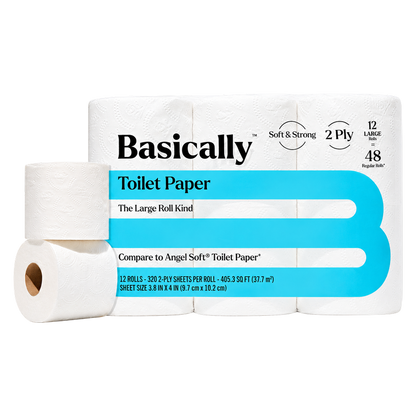 Basically 12ct Large Roll Soft Toilet Paper